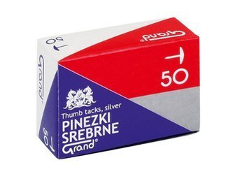 Pinezki Srebrne Grand 50 Sztuk w Opakowaniu